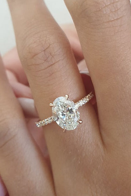 Hidden Halo Oval Engagement Ring