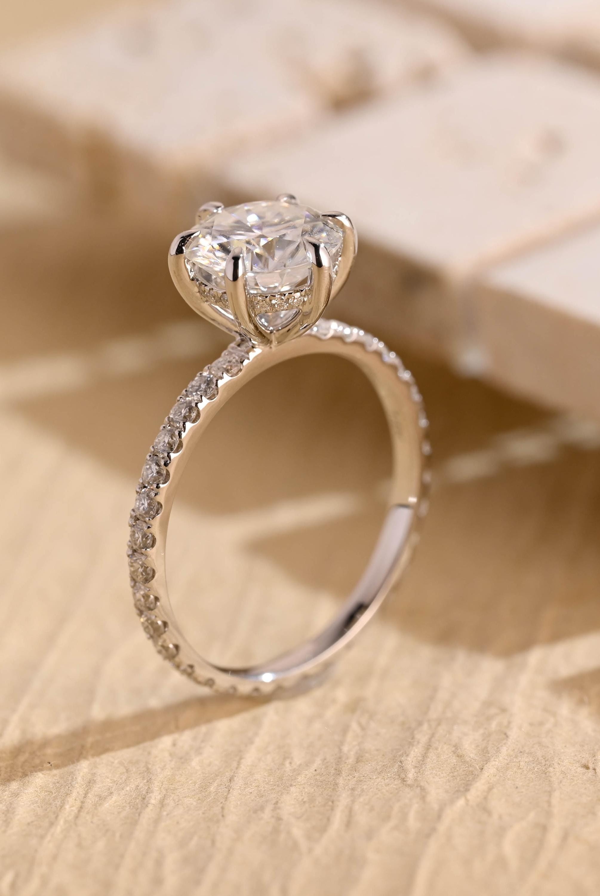 Custom Round Moissanite Engagement Ring