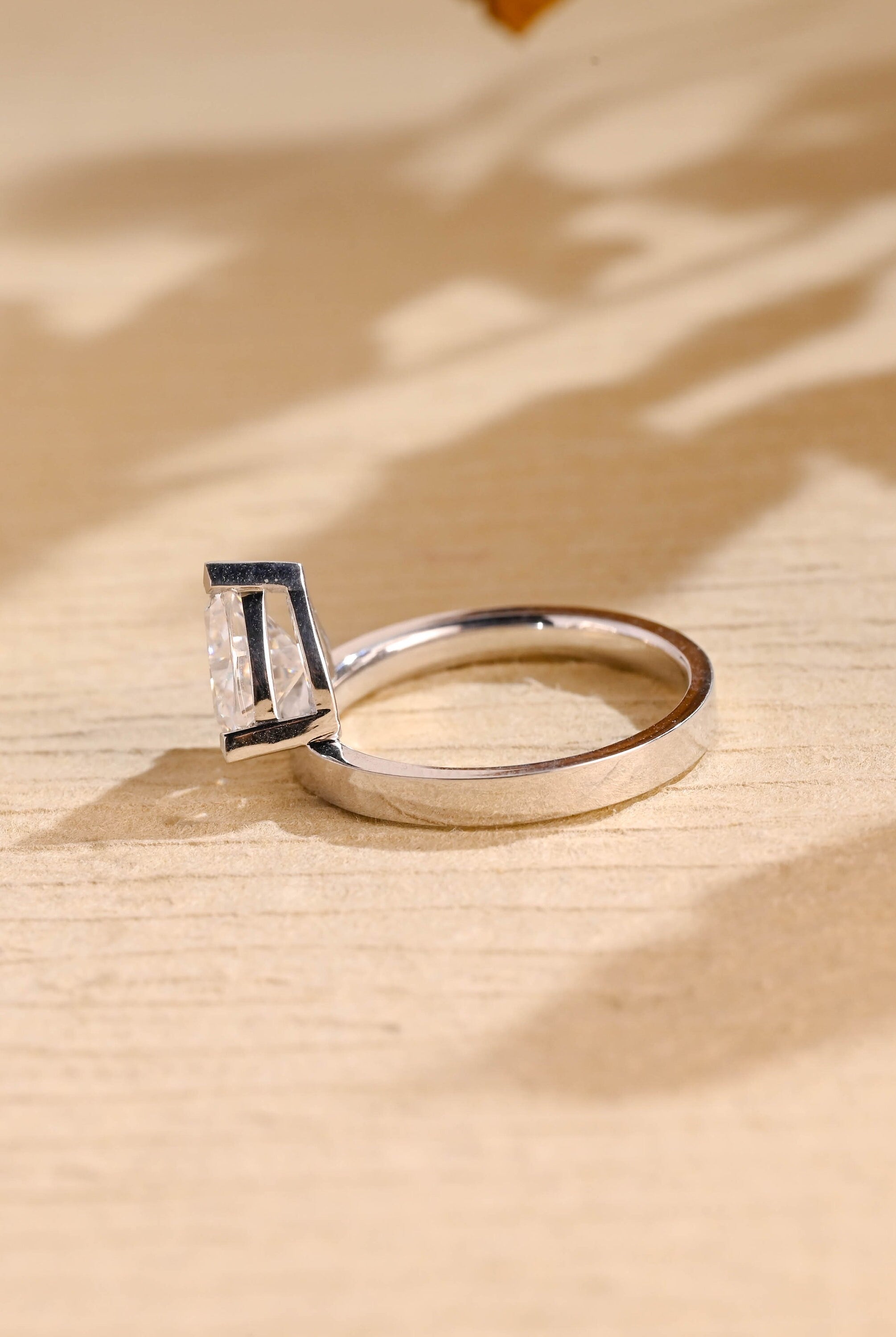 1 Carat Trillion Cut Solitaire Moissanite Engagement Ring