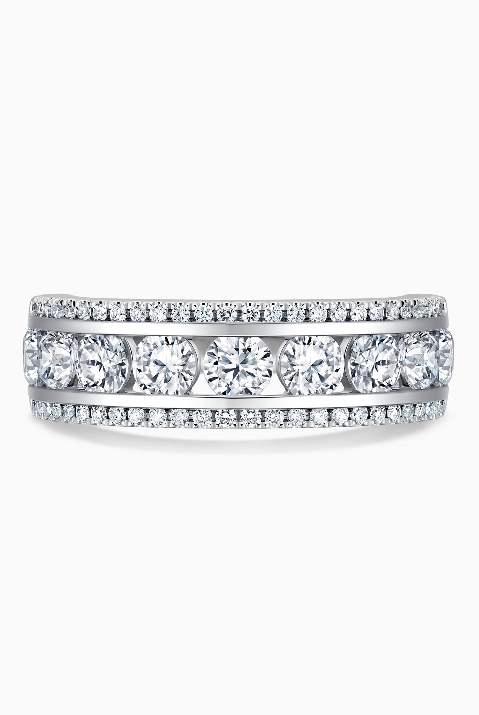 Round Cut Moissanite Diamond Triple Rows Wedding Band