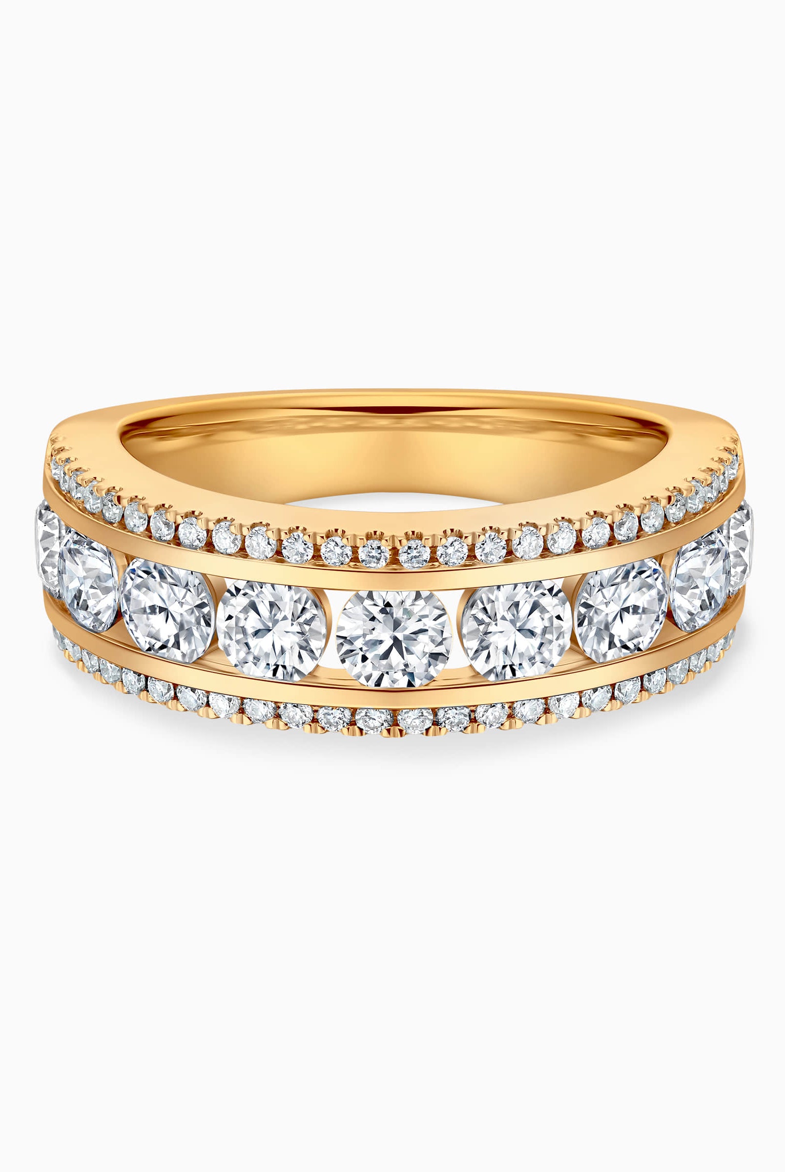 Round Cut Moissanite Diamond Triple Rows Wedding Band