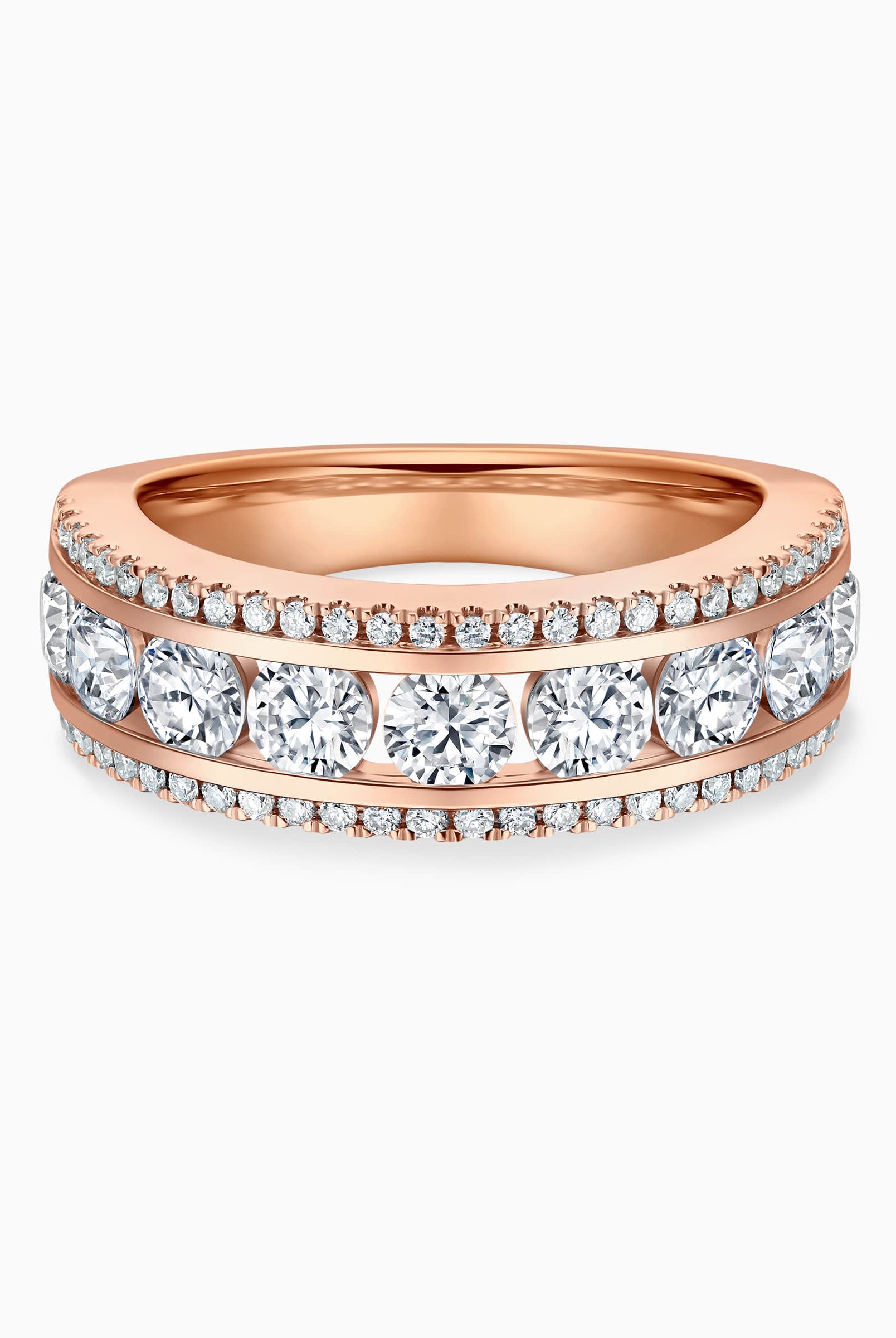 Round Cut Moissanite Diamond Triple Rows Wedding Band