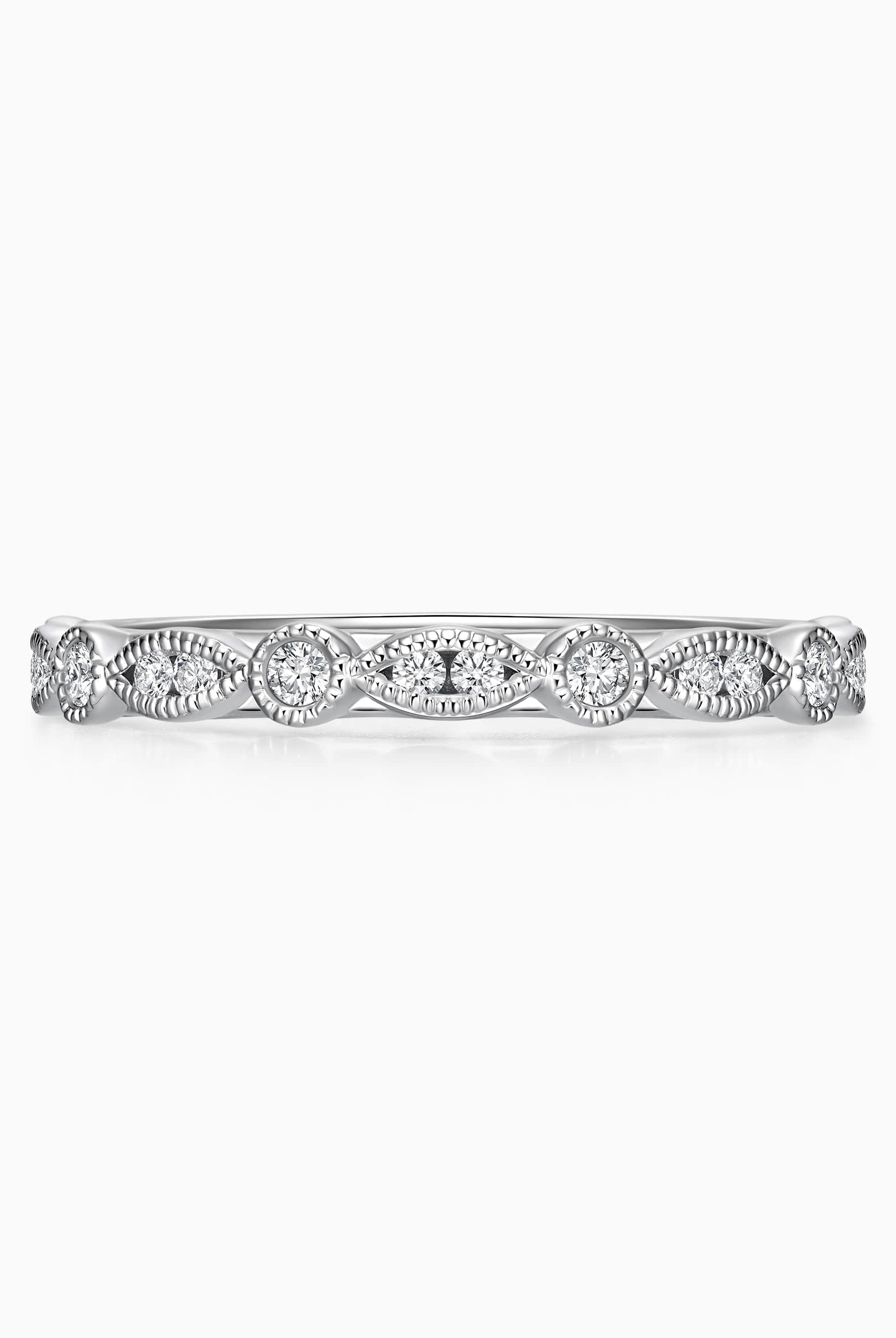 Round Cut Moissanite Diamond Vintage Wedding Band