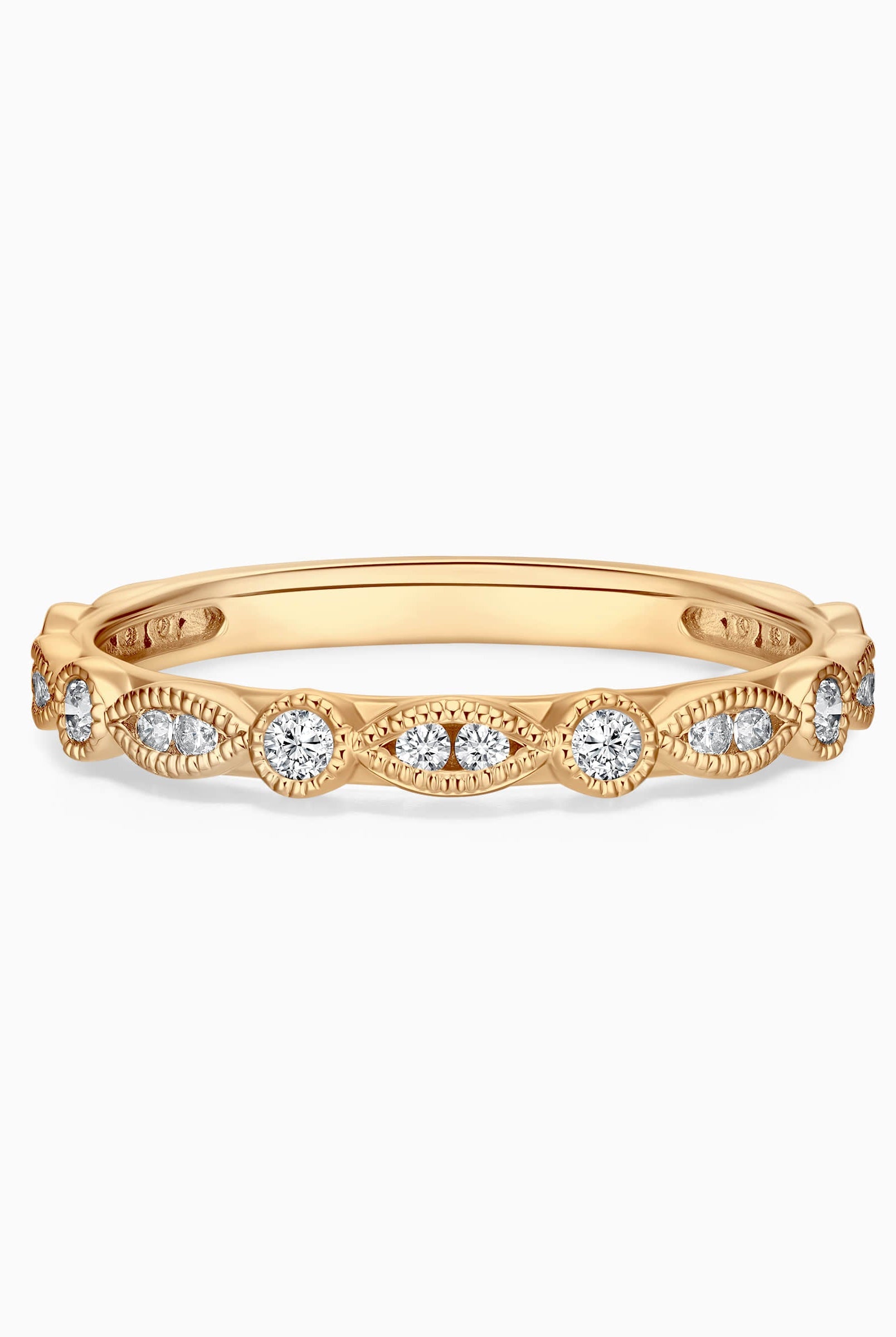 Round Cut Moissanite Diamond Vintage Wedding Band