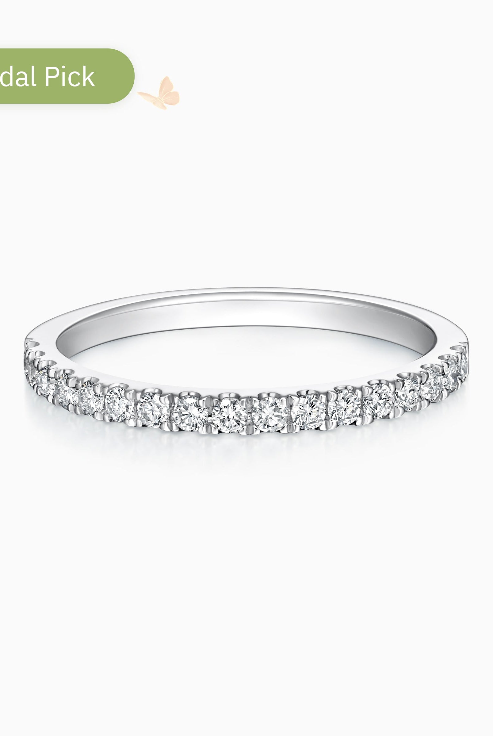 Round Cut Moissanite Half Eternity Diamond Wedding Band for Women