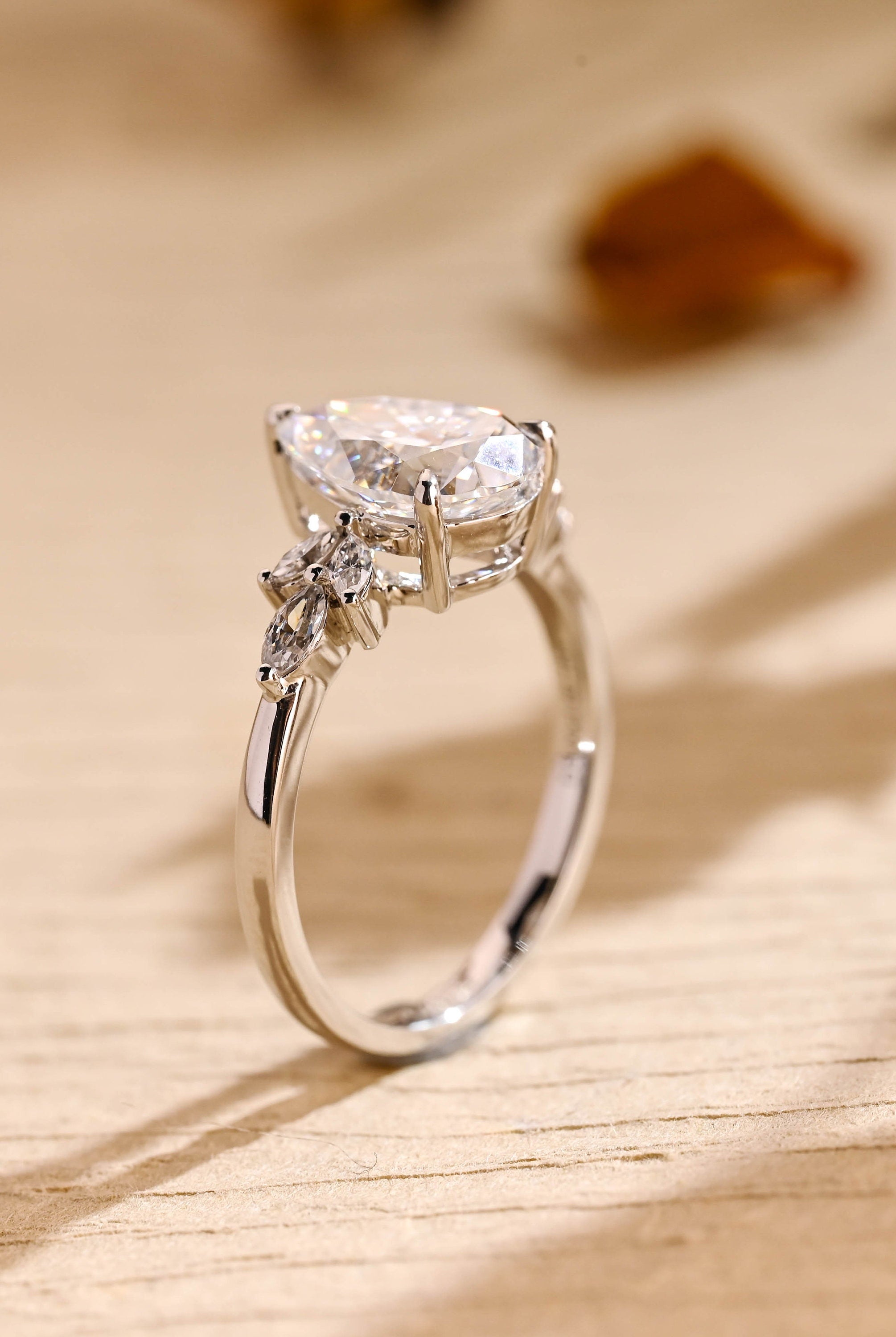 US bridal pear cluster engagement ring