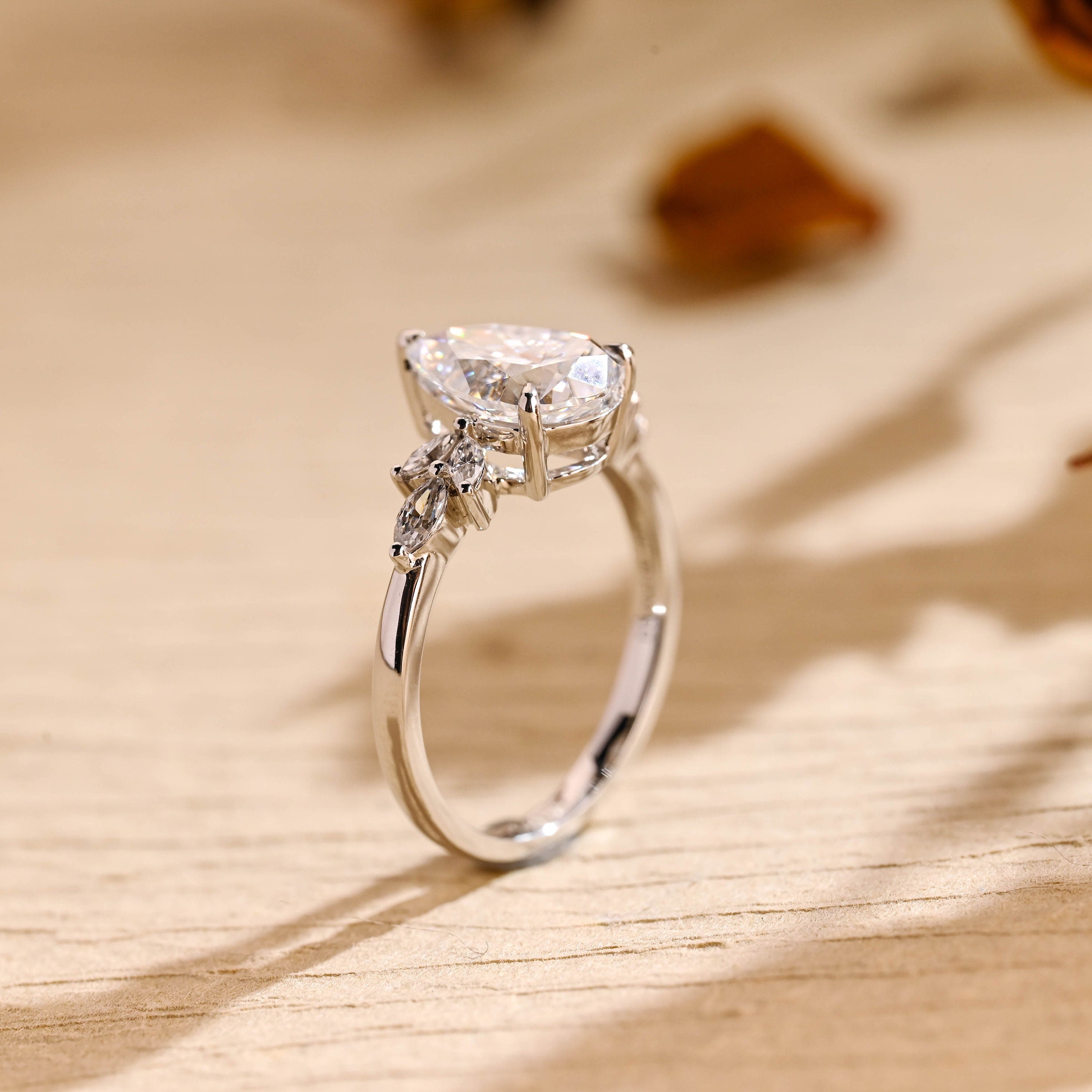 US bridal pear cluster engagement ring