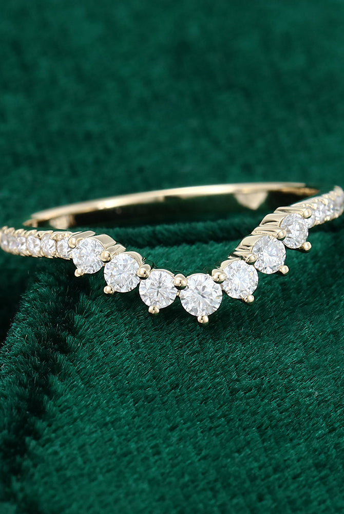 round-moissanite-curved-wedding-band