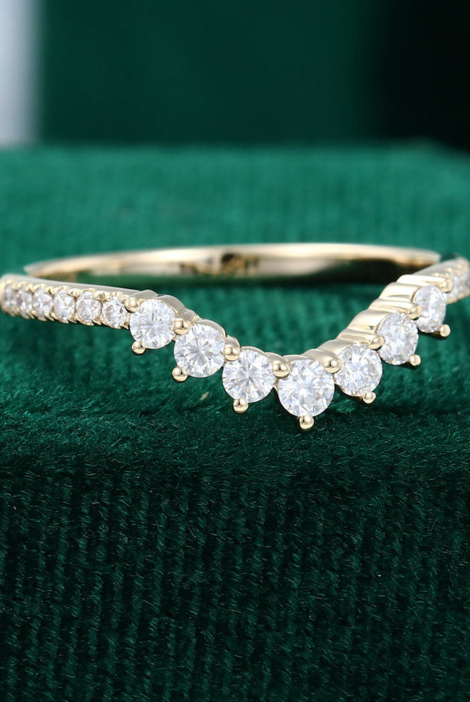 round-moissanite-curved-wedding-band