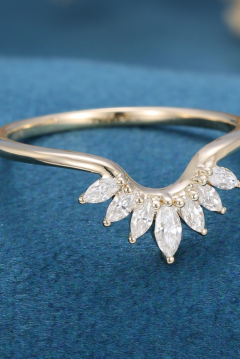 marquise-shaped-moissanite-curved-wedding-band