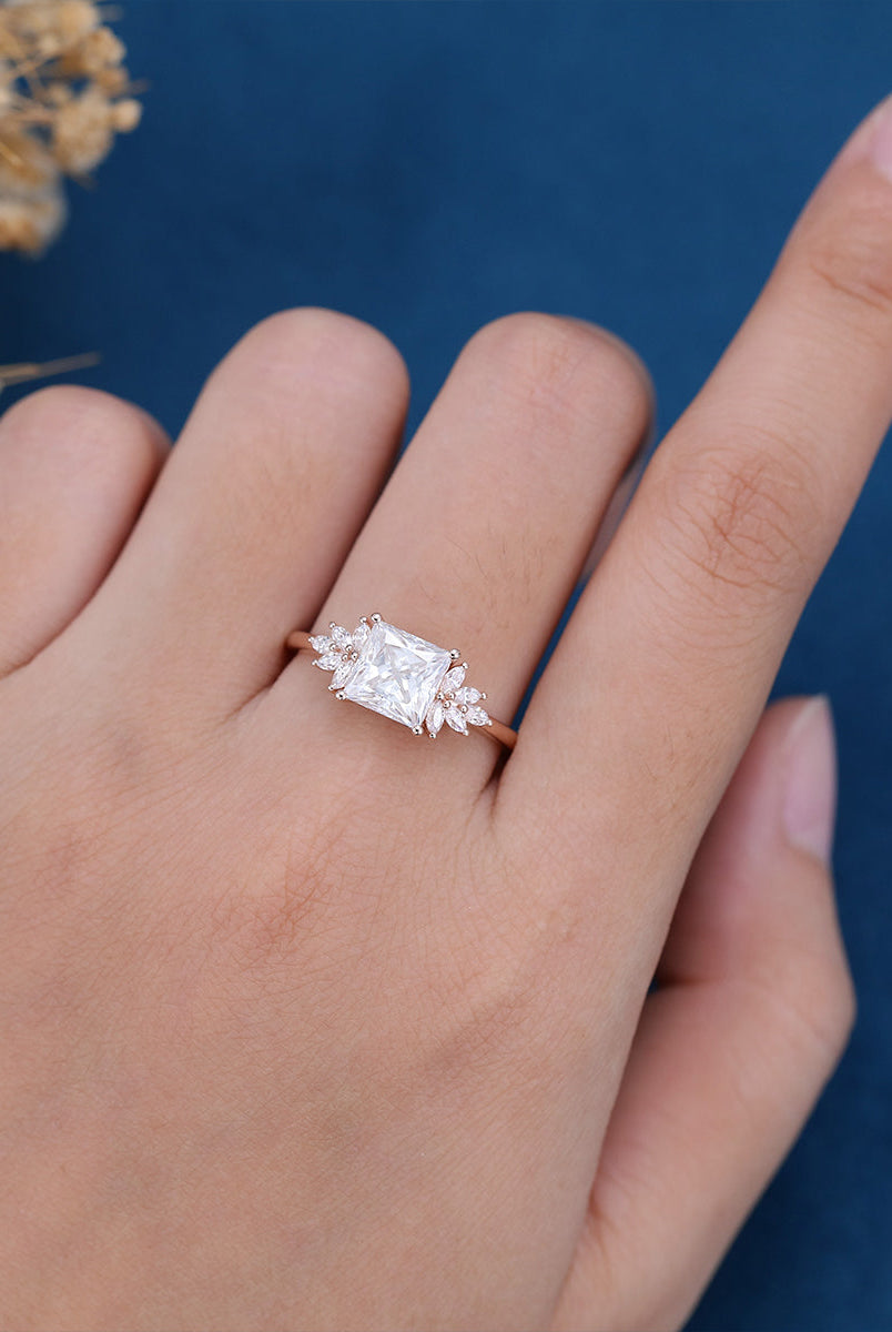 princess-shaped-moissanite-cluster-engagement-ring