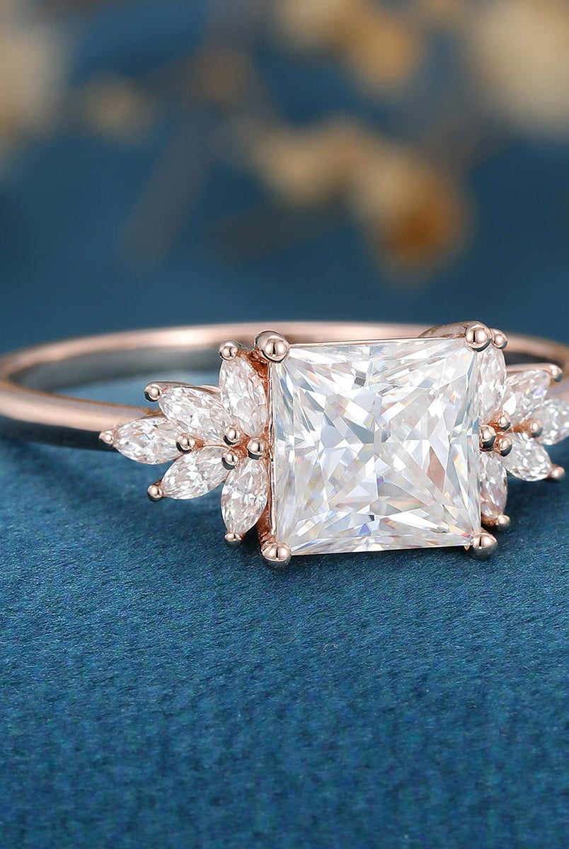 princess-shaped-moissanite-cluster-engagement-ring