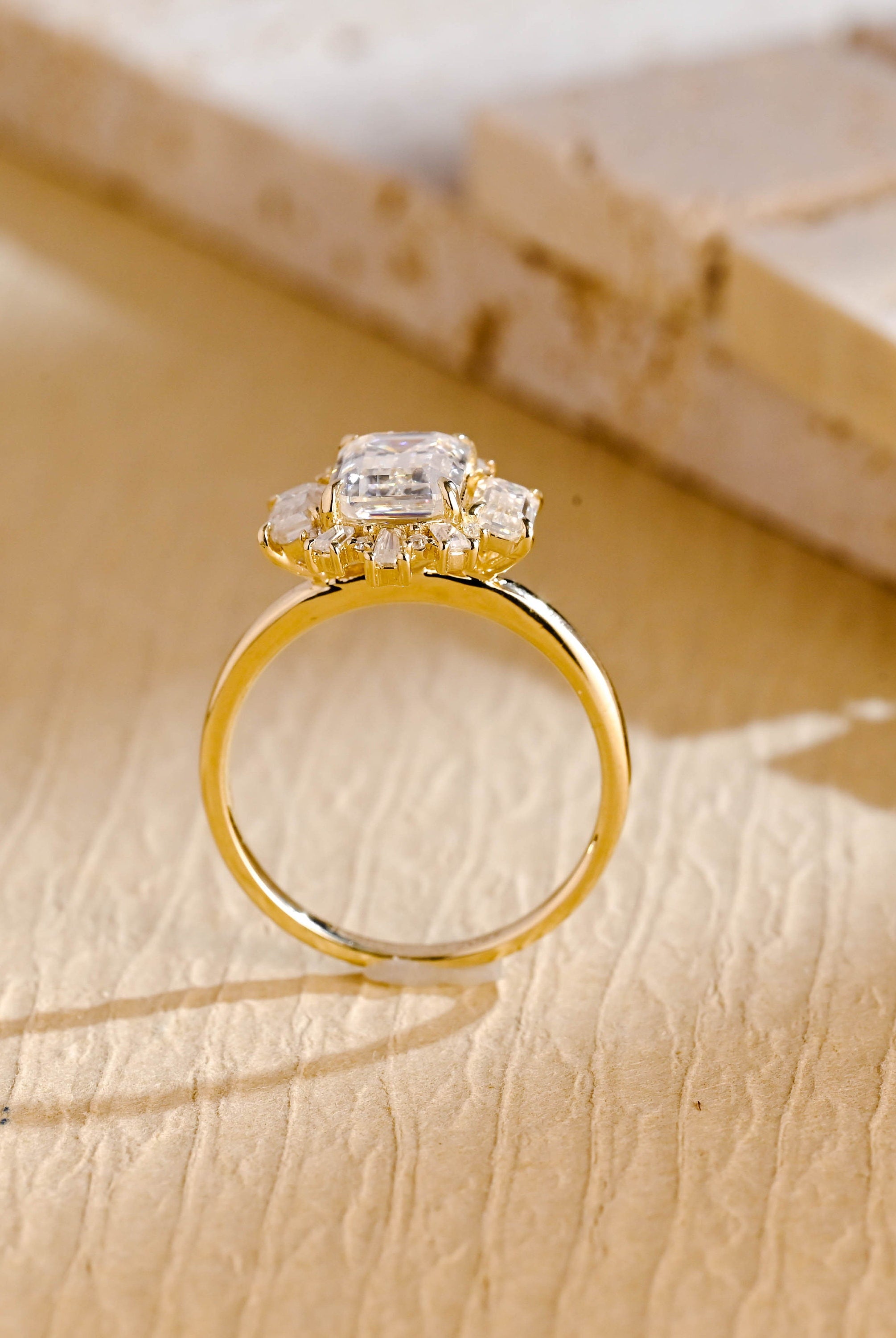 Diamond Accent Moissanite Engagement Ring