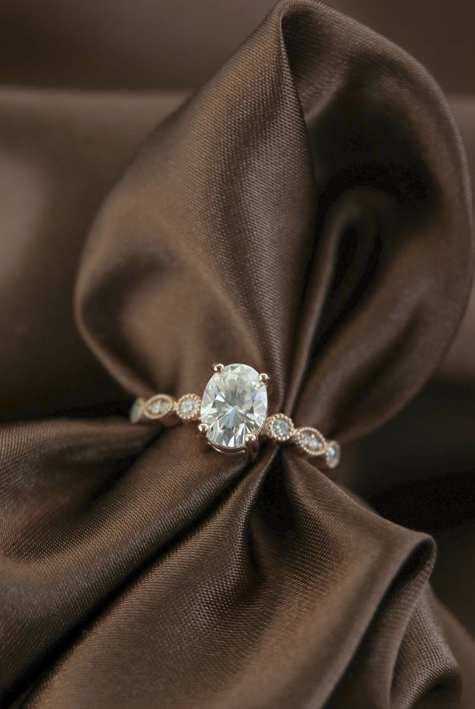 Oval Halo Moissanite Ring