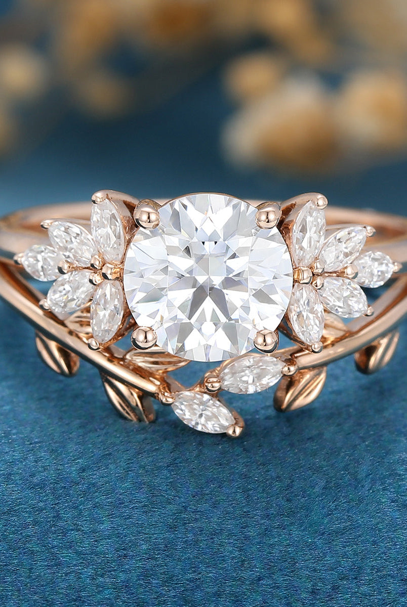 round-shaped-moissanite-cluster-bridal-set