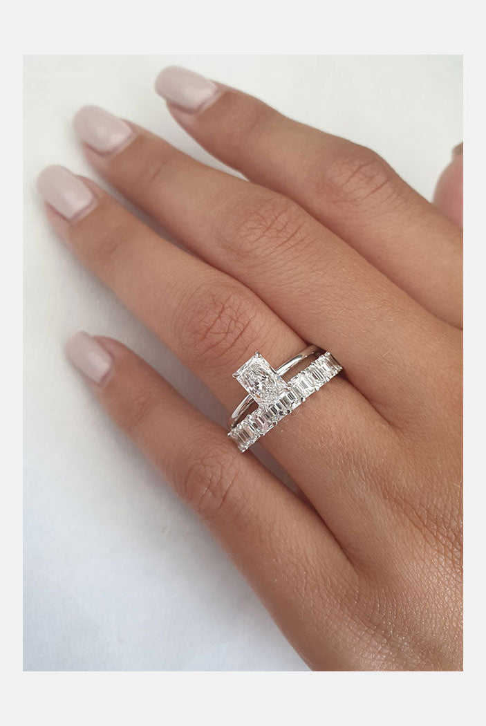 1.0ct Radiant Solitaire Moissanite Diamond Four Prong Engagement Ring