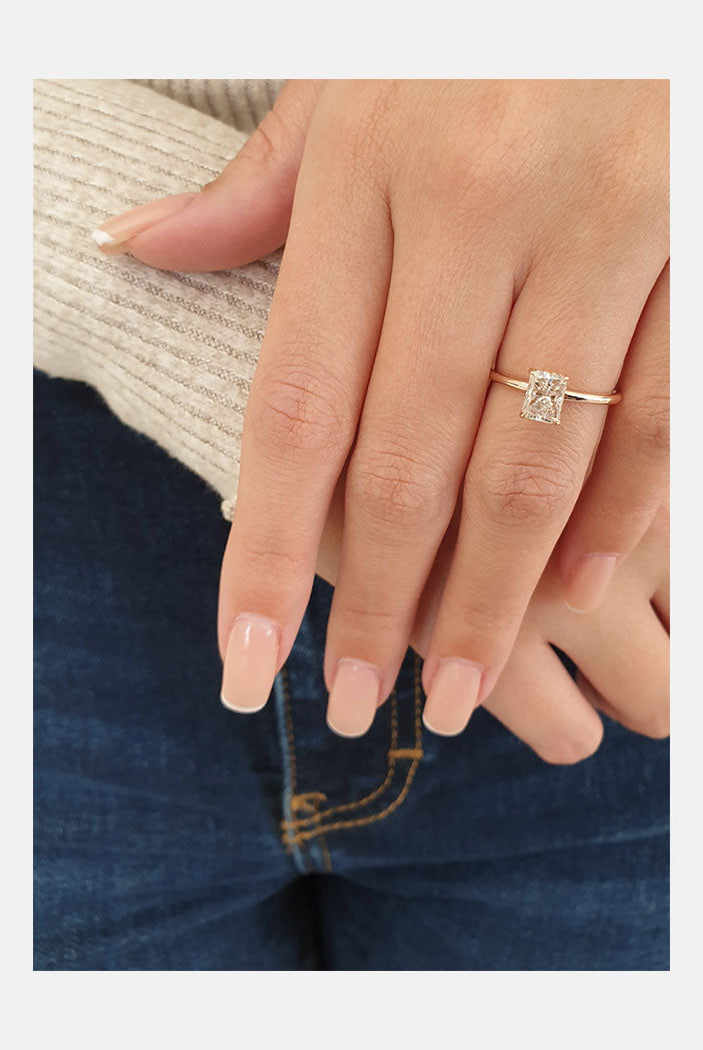 trillion cut moissanite ring