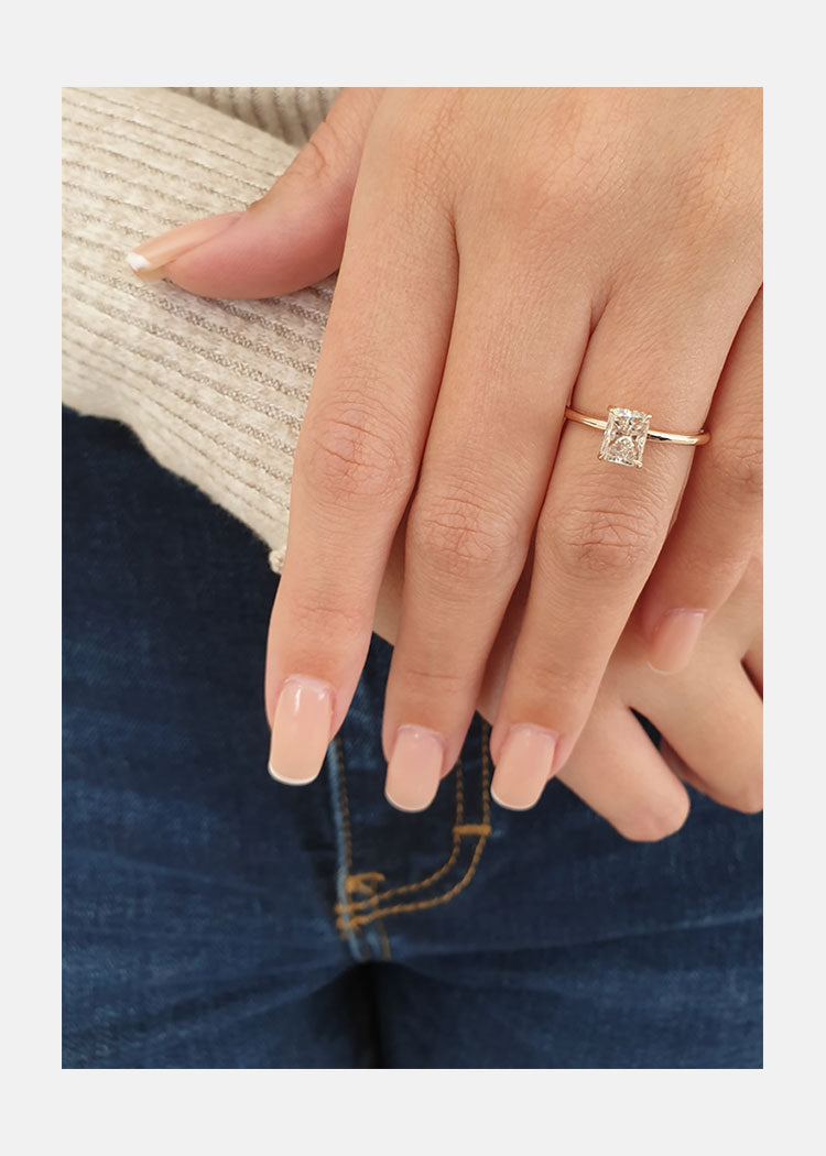 trillion cut moissanite ring