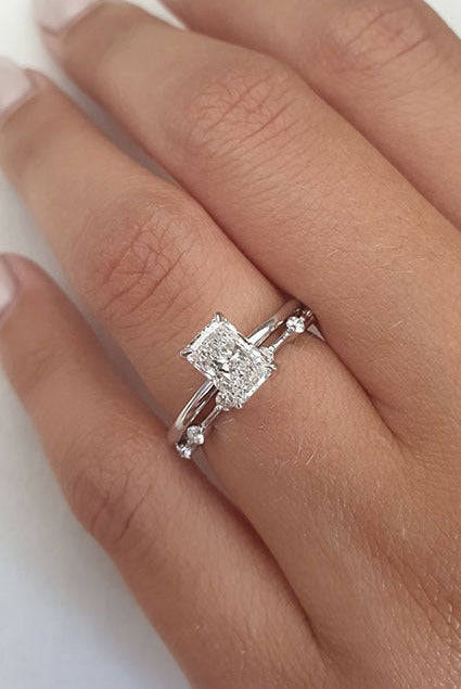1.0ct Radiant Solitaire Moissanite Diamond Four Prong Engagement Ring