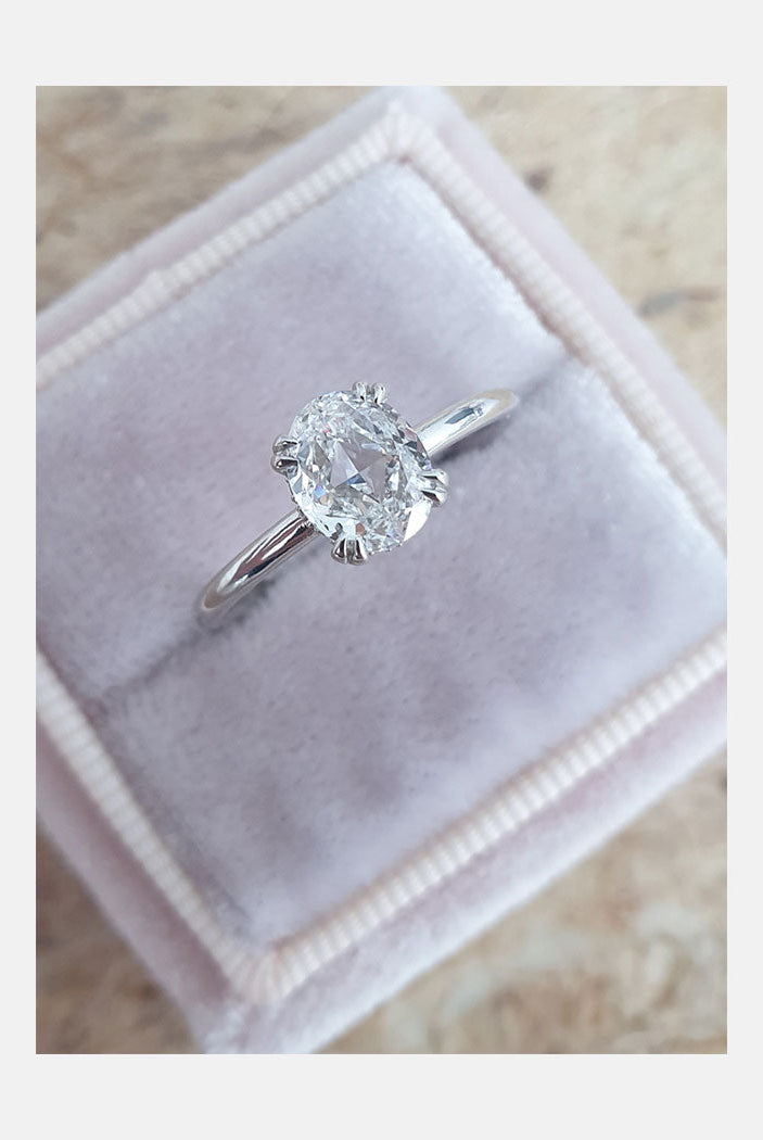 1.0CT Oval Double Claw Prong Moissanite Diamond Open Setting Engagement Ring