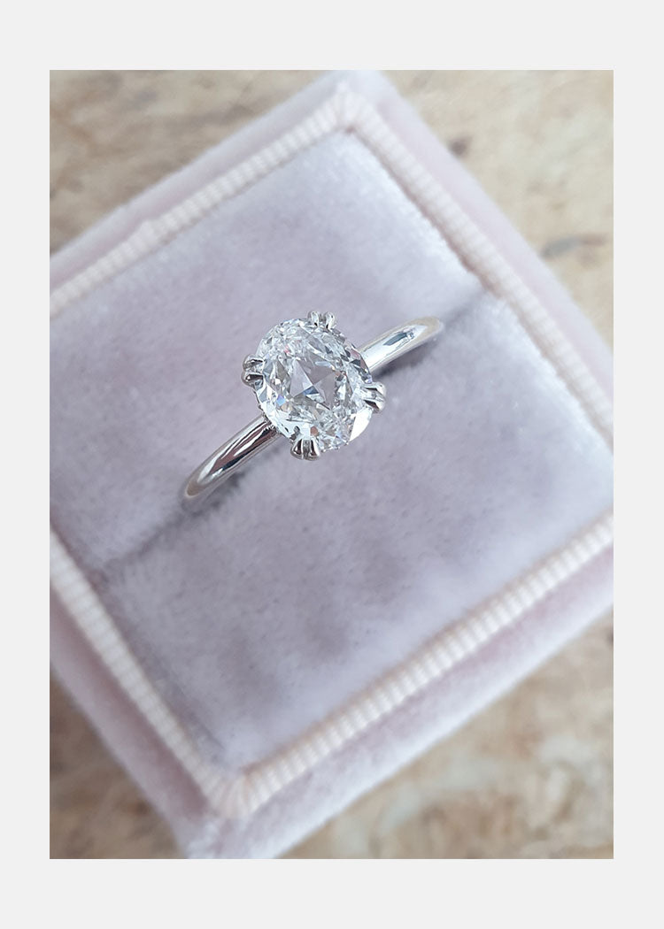 1.0CT Oval Double Claw Prong Moissanite Diamond Open Setting Engagement Ring