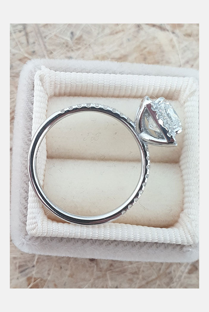 1.50CT Princess Cut Pave Moissanite Diamond Halo Engagement Ring