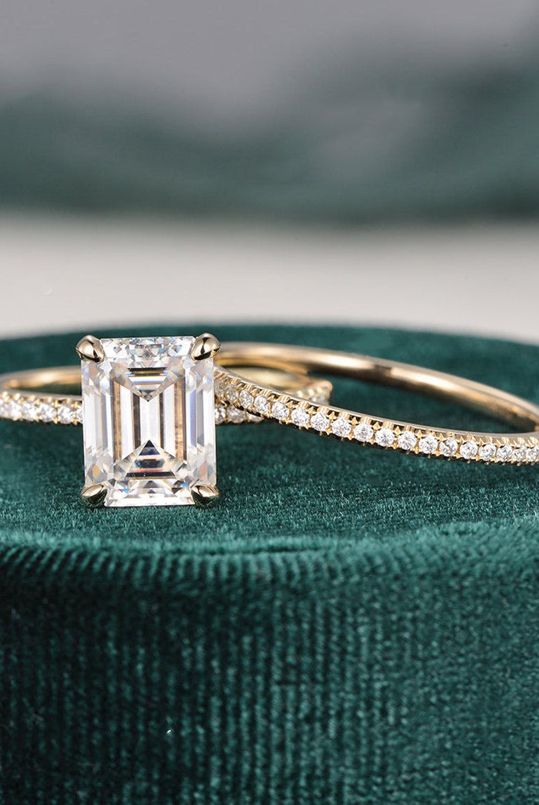 emerald-cut-hidden-halo-moissanite-bridal-ring-set