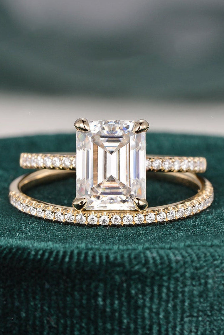 emerald-cut-hidden-halo-moissanite-bridal-ring-set