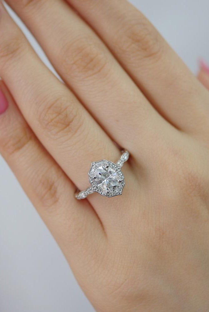 Floral Diamond Engagement Ring