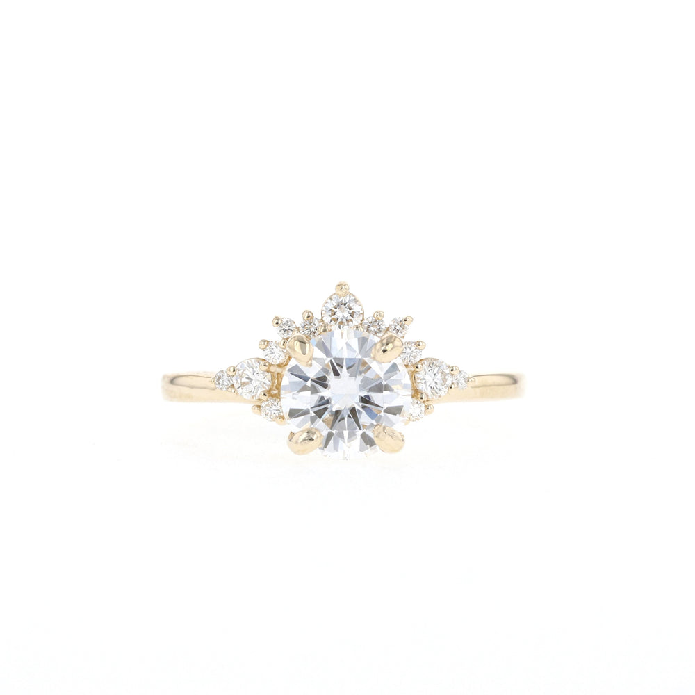 1.05CT Round Solitaire Cluster Moissanite Diamond Engagement Ring In Solid Gold