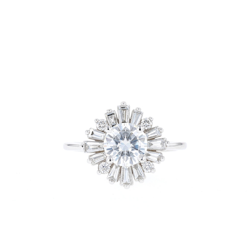 1.05CT Round Cluster Moissanite Diamond Solitaire Engagement Ring