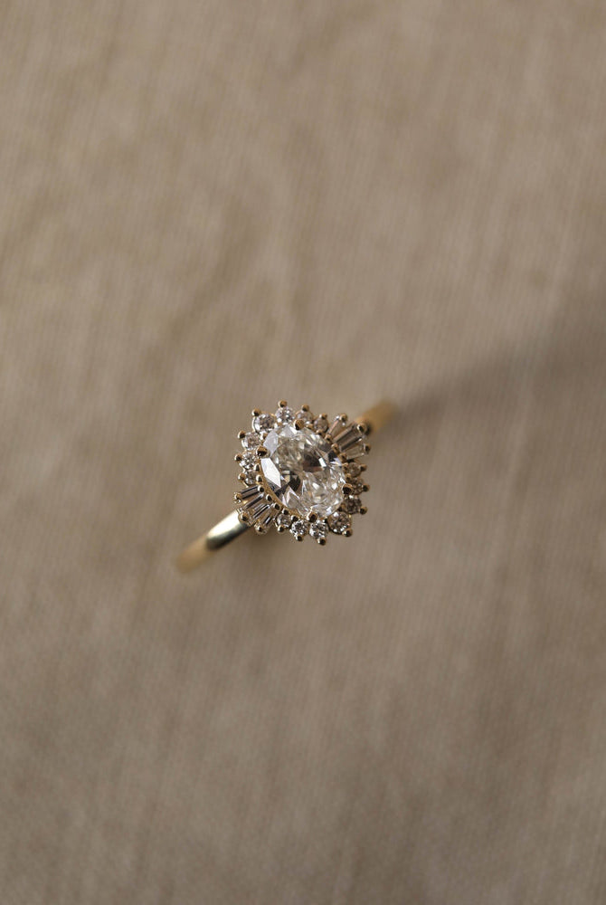 1.20CT Oval Cluster Moissanite Diamond Solitaire Engagement Ring