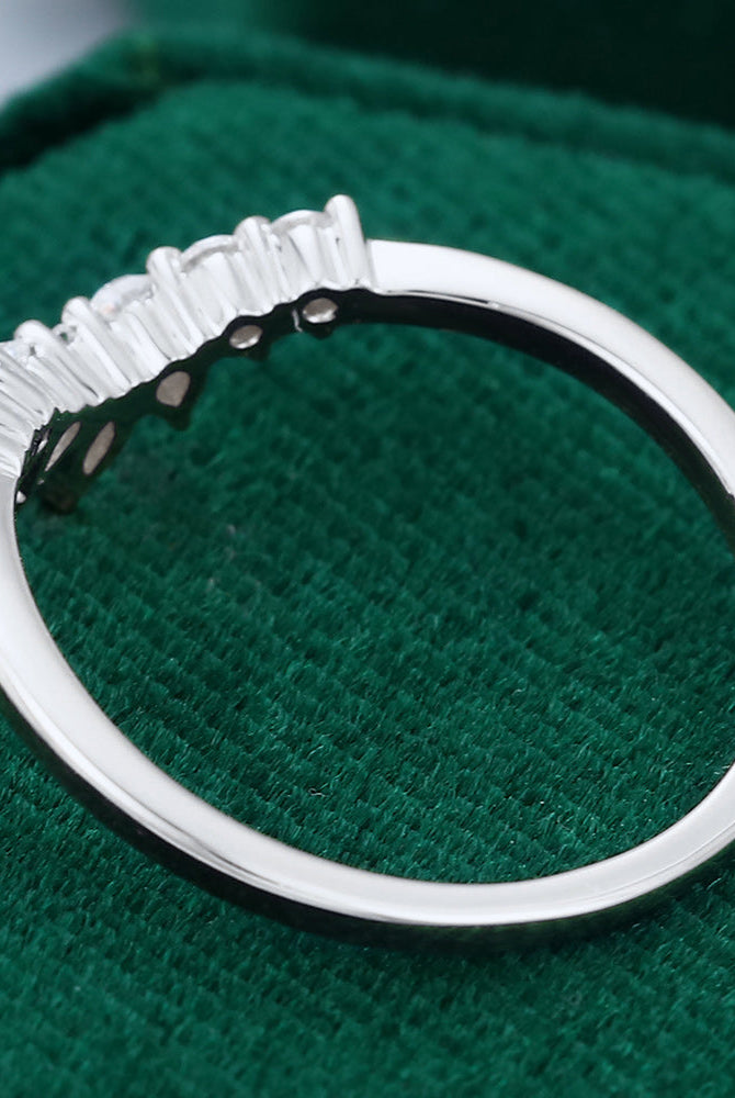 round-moissanite-curved-wedding-band