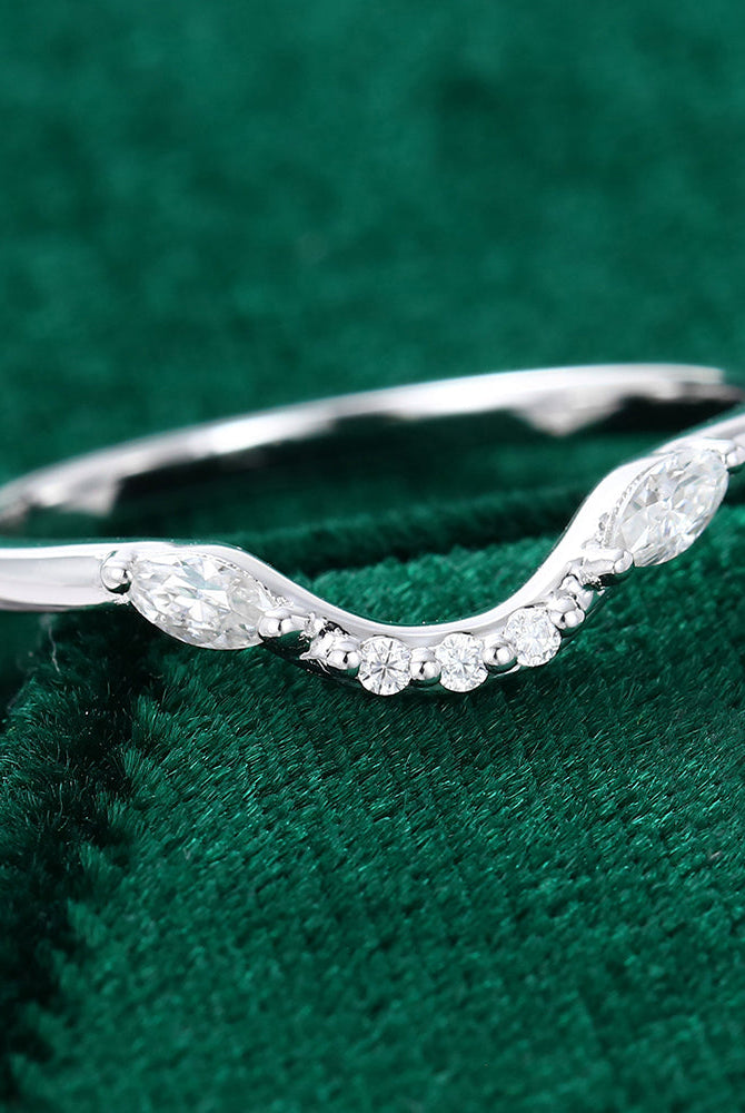 round-marquise-moissanite-curved-wedding-band