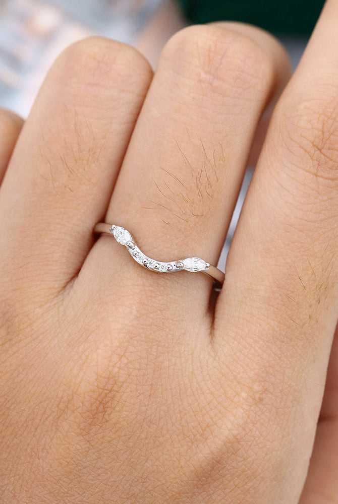 round-marquise-moissanite-curved-wedding-band
