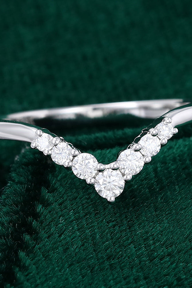round-moissanite-curved-wedding-band