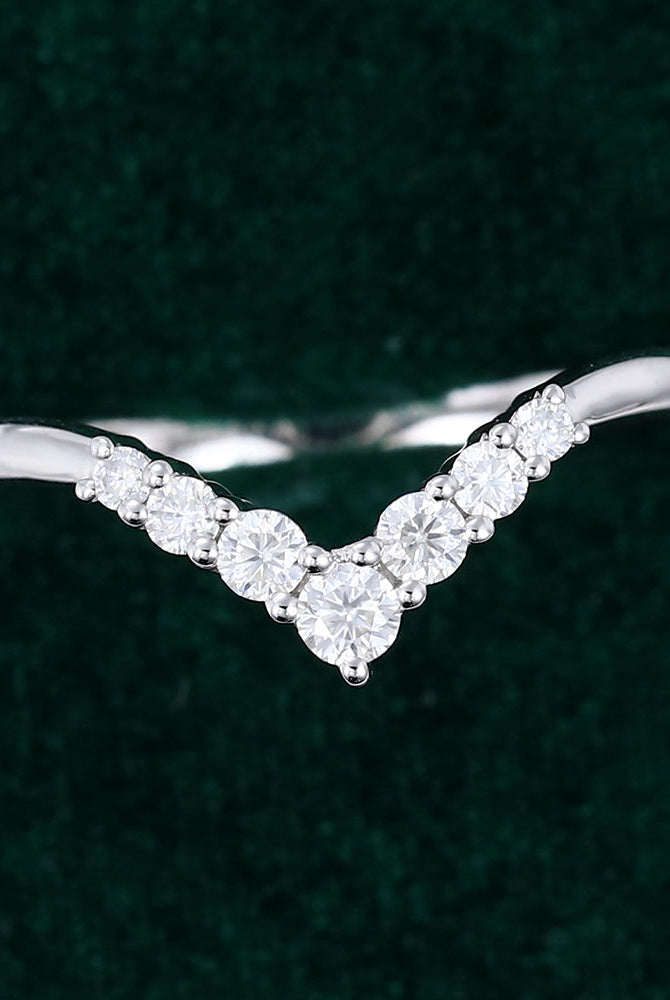round-moissanite-curved-wedding-band