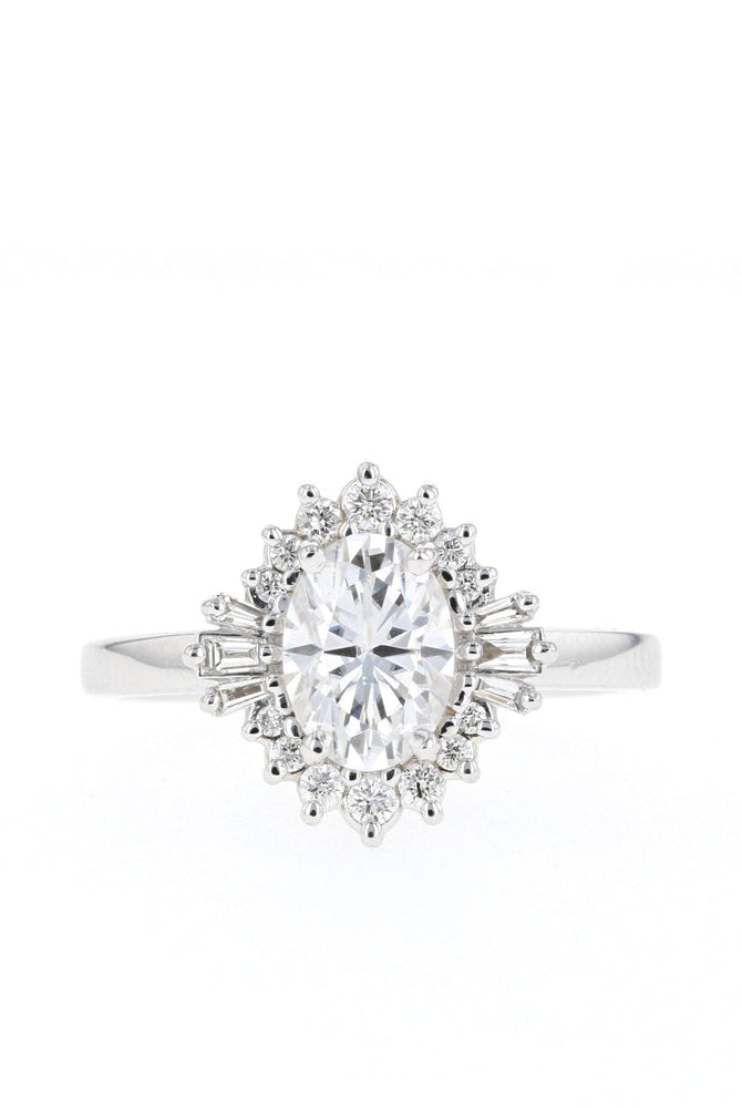 1.20CT Oval Cluster Moissanite Diamond Solitaire Engagement Ring