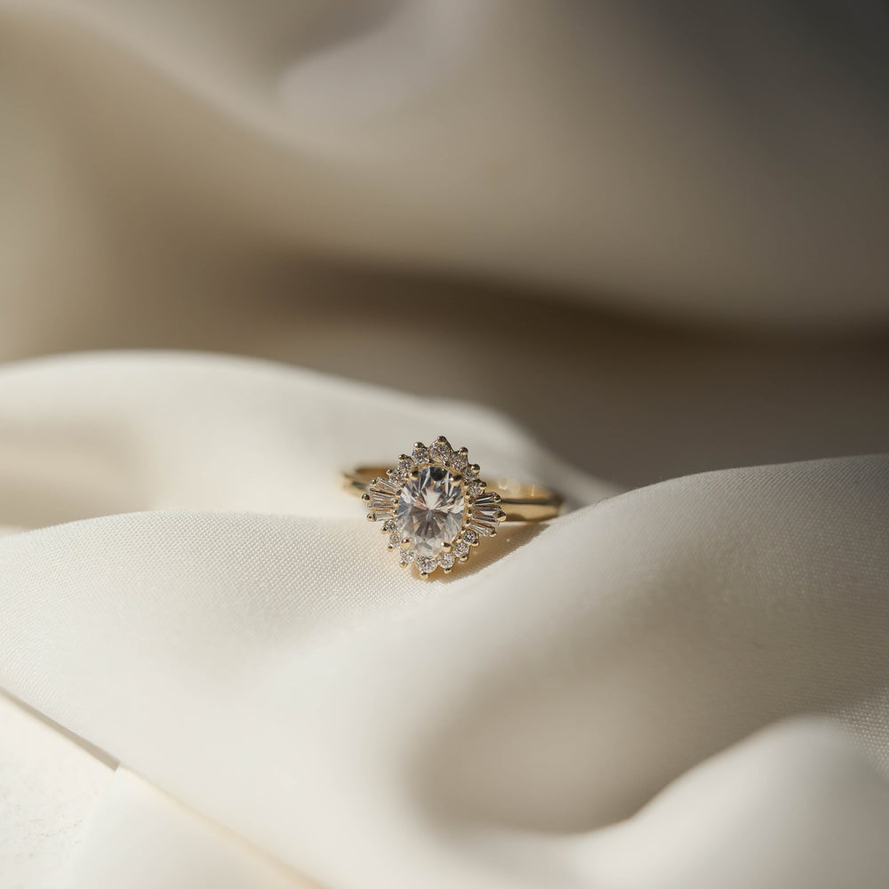 1.20CT Oval Cluster Moissanite Diamond Solitaire Engagement Ring