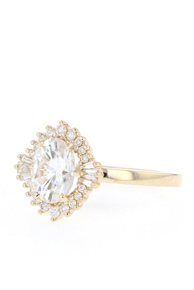 1.20CT Oval Cluster Moissanite Diamond Solitaire Engagement Ring