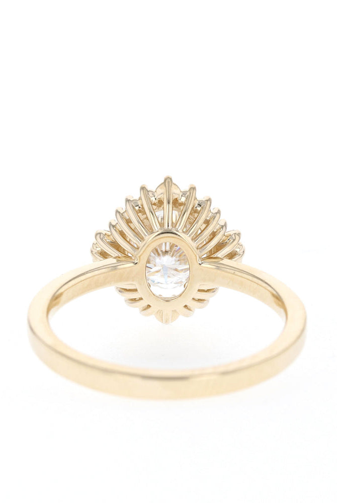 1.20CT Oval Cluster Moissanite Diamond Solitaire Engagement Ring