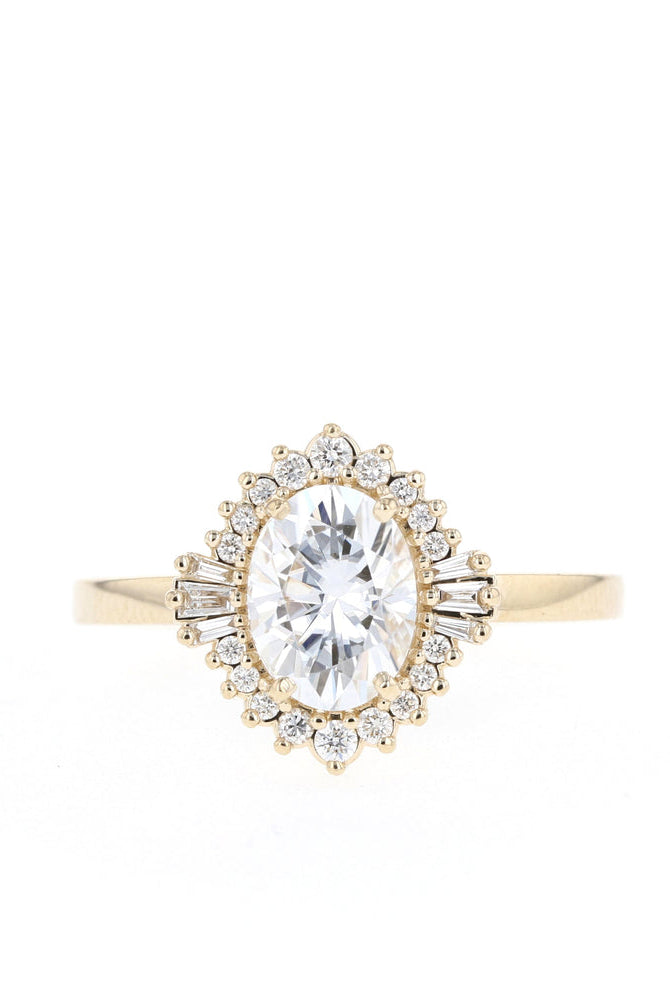 1.20CT Oval Cluster Moissanite Diamond Solitaire Engagement Ring