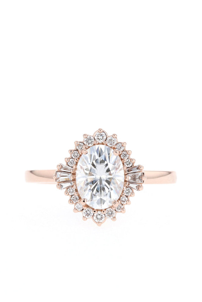 1.20CT Oval Cluster Moissanite Diamond Solitaire Engagement Ring