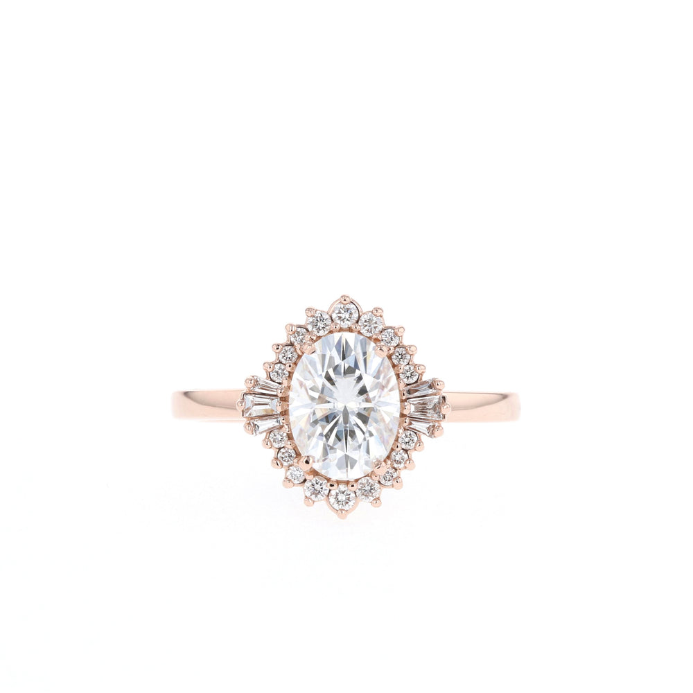 1.20CT Oval Cluster Moissanite Diamond Solitaire Engagement Ring