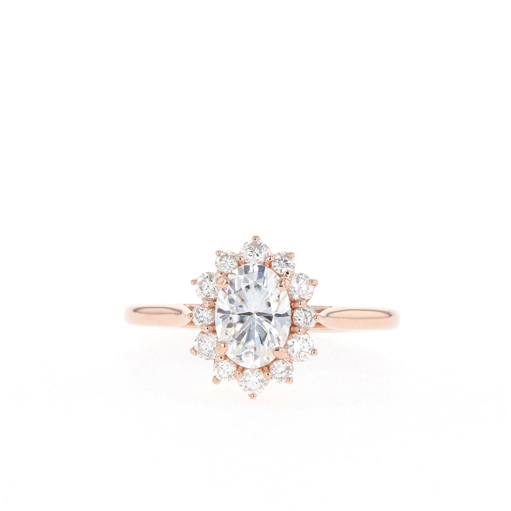 1.33ct Oval Diamond Halo Moissanite Engagement Ring