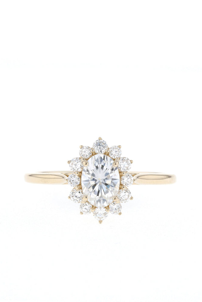 1.33ct Oval Diamond Halo Moissanite Engagement Ring