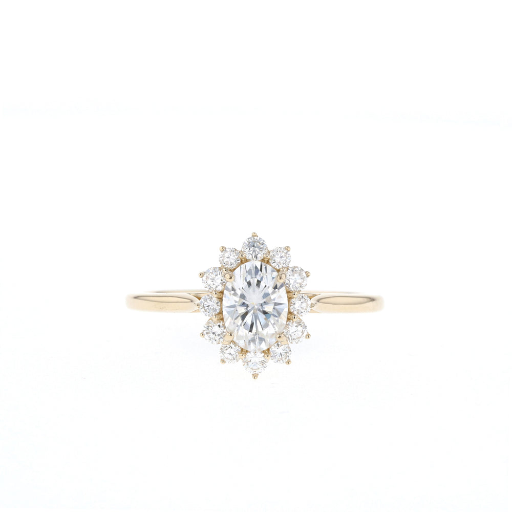 1.33ct Oval Diamond Halo Moissanite Engagement Ring