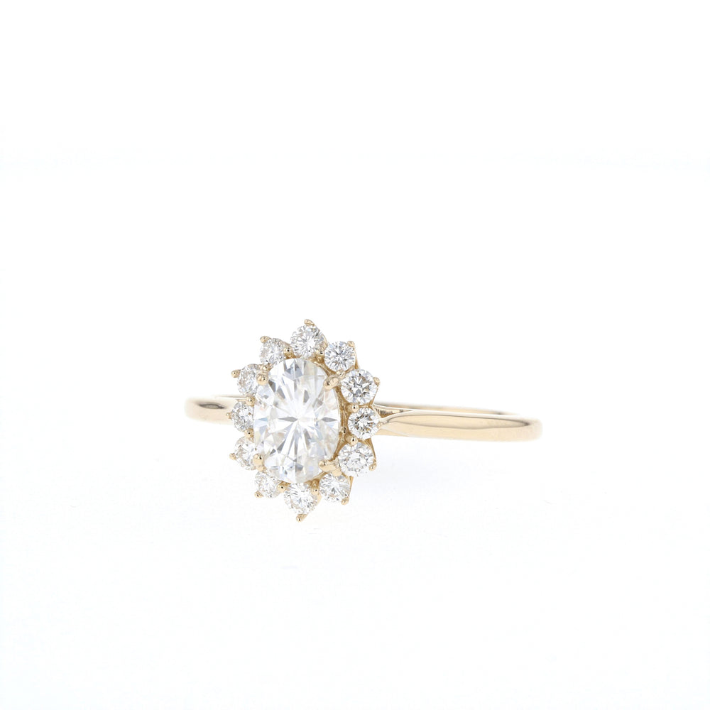 1.33ct Oval Diamond Halo Moissanite Engagement Ring