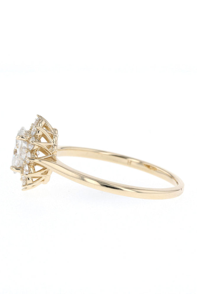 1.33ct Oval Diamond Halo Moissanite Engagement Ring