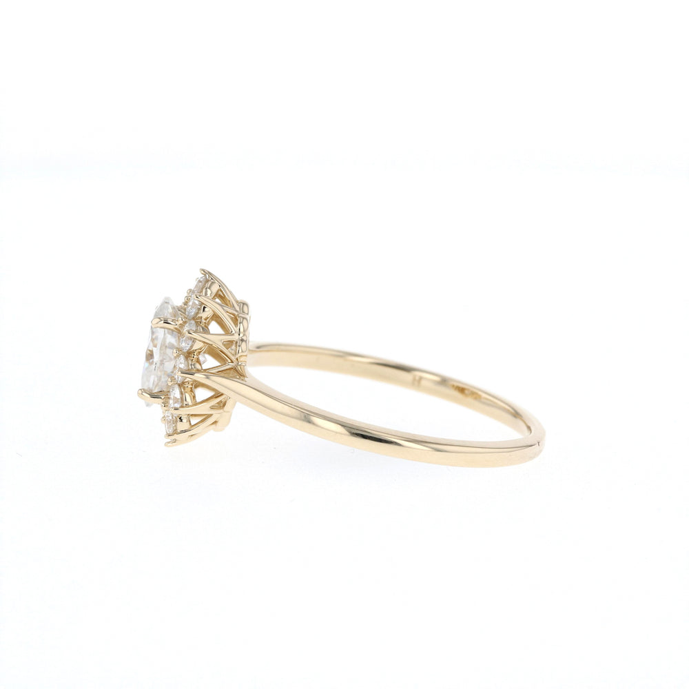 1.33ct Oval Diamond Halo Moissanite Engagement Ring